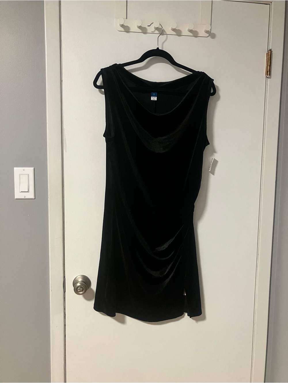 Old Navy Black Velvety Sleeveless Draped Dress